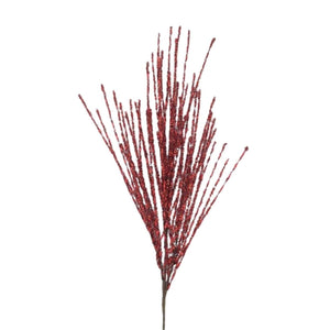 41" Tinsel Grass Spray: Red