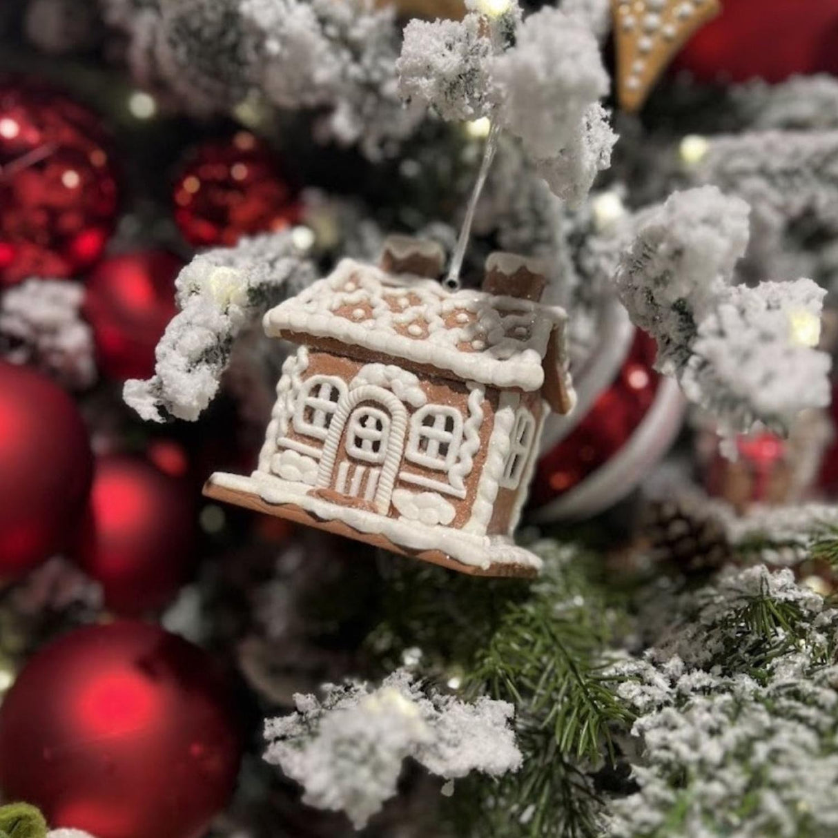 4.25" Lighted Gingerbread House Ornament (Set of 3)