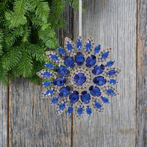 4.25in Hanging Faux Jewel Ornament: Blue