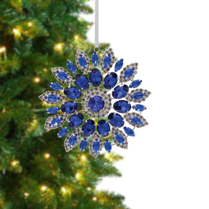 4.25in Hanging Faux Jewel Ornament: Blue