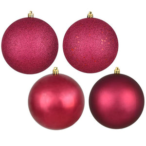 4.75in Berry Red Christmas Ornament Assortment (Set of 4)