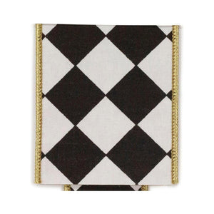 4in Grand Diamond Deluxe Ribbon: Black/White (10 Yards)