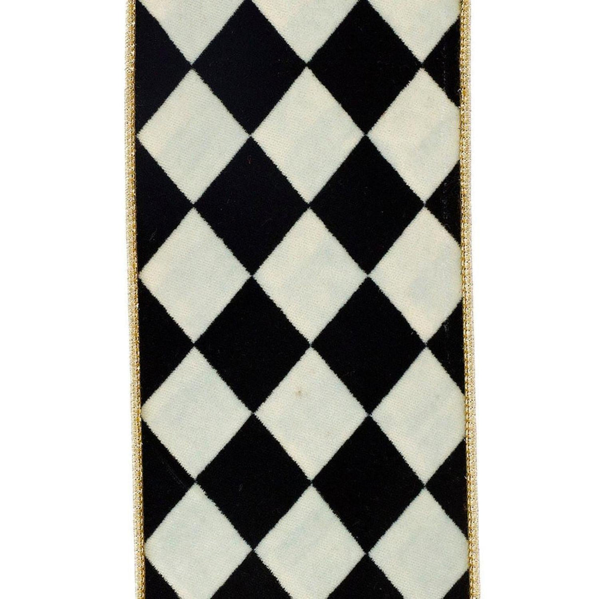 4in Harlequin Velvet Ribbon: Black/White (5 Yards)