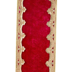 4in Plush Velvet Sequin Scallop Ribbon: Ruby (5 Yards)