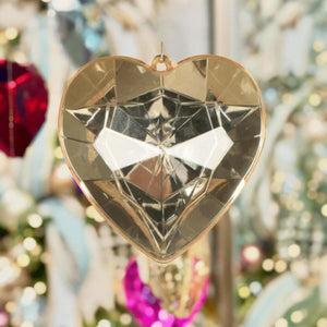 6" Acrylic Heart Jewel Ornament: Gold