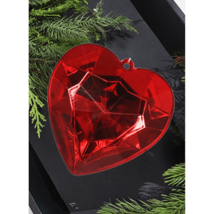 6" Acrylic Heart Jewel Ornament: Red