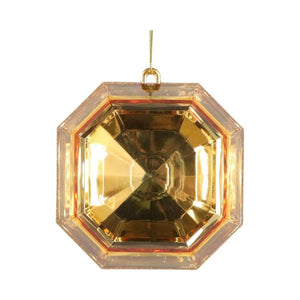 6" Acrylic Square Jewel Ornament: Gold (Set of 2)