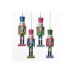 6" Preppy Bright Color Nutcracker Ornaments With Pearls