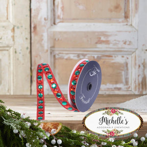 .75" Gumdrop Garland Ribbon: Red/Green (5 Yards)