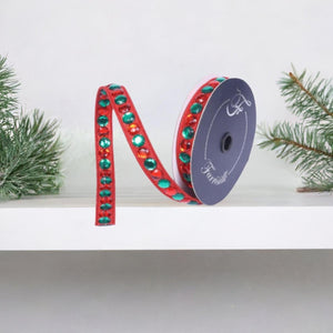 .75" Gumdrop Garland Ribbon: Red/Green (5 Yards)