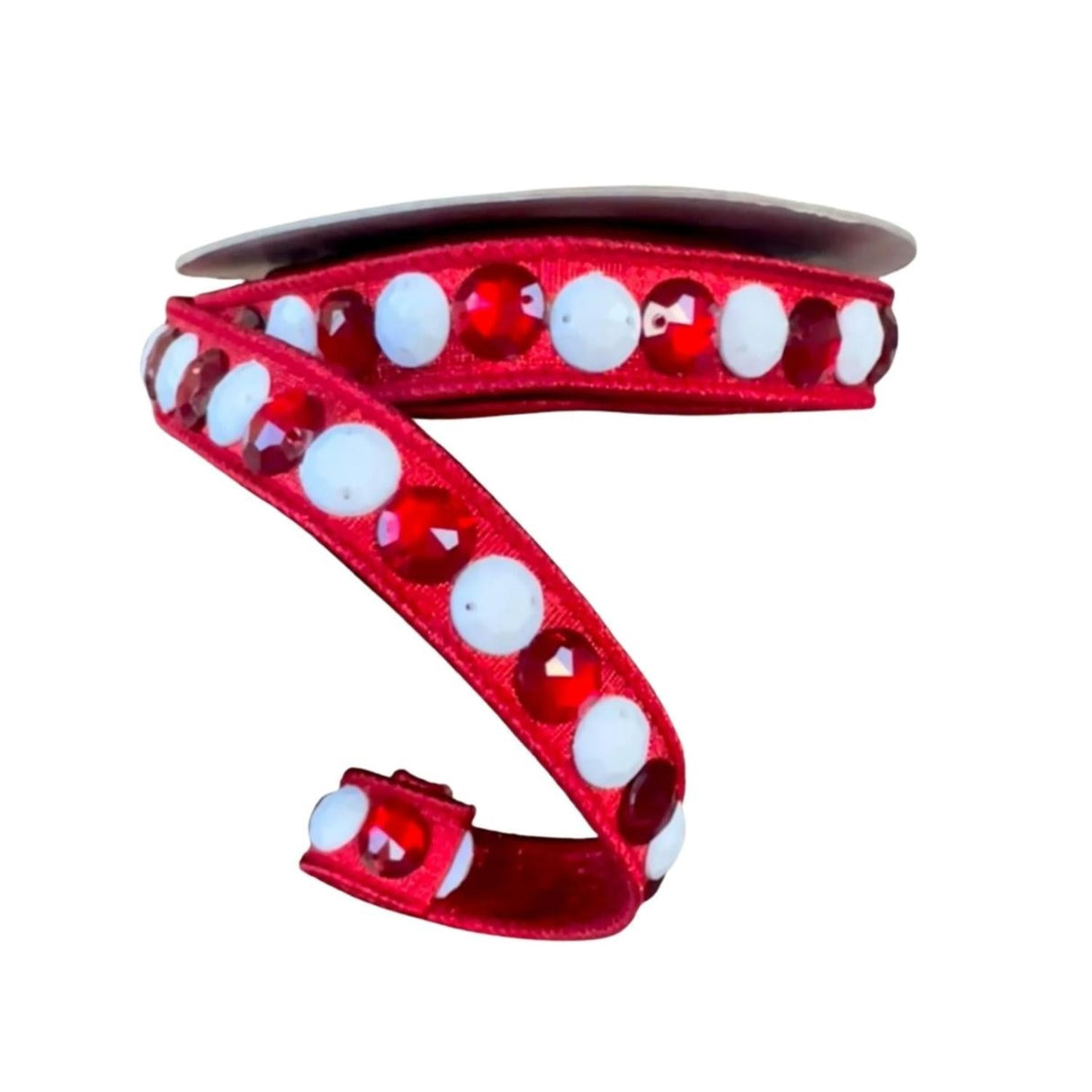 .75" Gumdrop Garland Ribbon: Red/White (5 Yards)