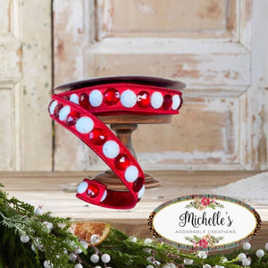 .75" Gumdrop Garland Ribbon: Red/White (5 Yards)