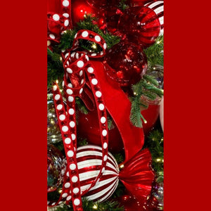 .75" Gumdrop Garland Ribbon: Red/White (5 Yards)