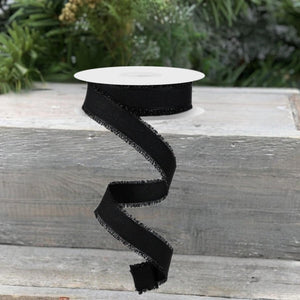 7/8" Fuzzy Edge Ribbon: Black (10 Yards)