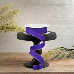7/8" Fuzzy Edge Ribbon: Purple (10 Yards)