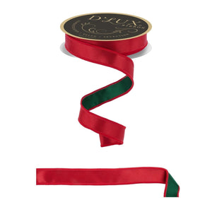 7/8" Satin Fused Ribbon: Red/Emerald Green (10 Yards)