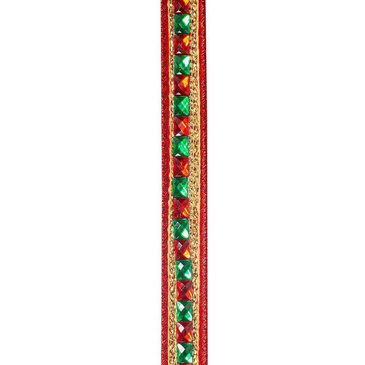7/8" Sumptuous Jewel Accent Ribbon: Red/Green (5 Yards)