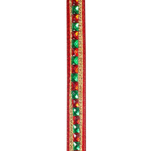 7/8" Sumptuous Jewel Accent Ribbon: Red/Green (5 Yards)