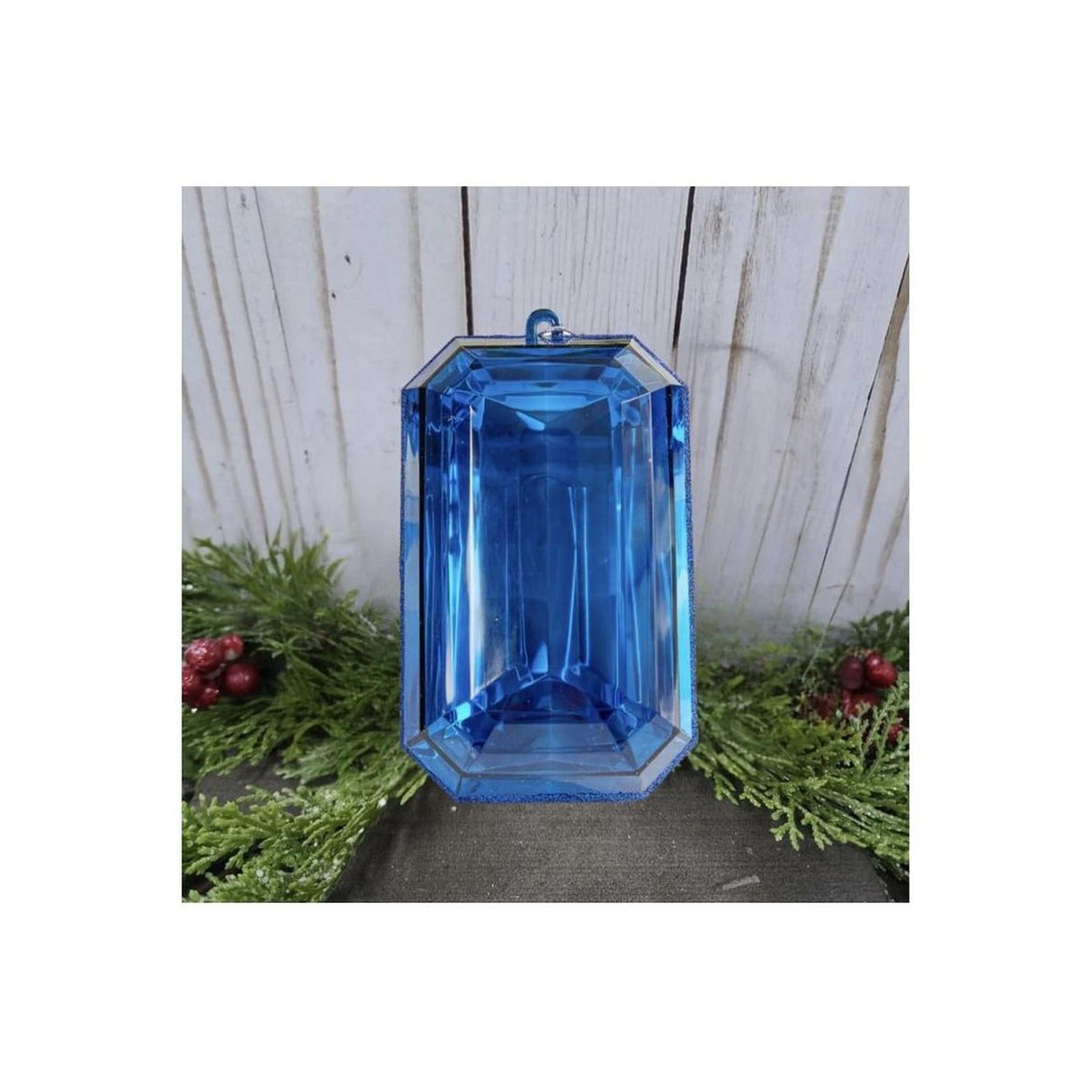 8" Acrylic Rectangle Jewel Ornament: Blue