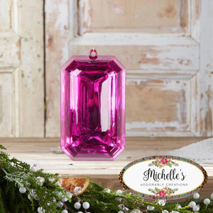8" Acrylic Rectangle Jewel Ornament: Fuchsia
