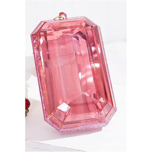 8" Acrylic Rectangle Jewel Ornament: Light Pink