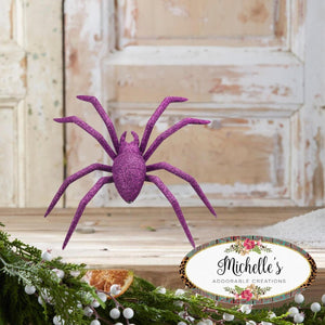 8" Purple Glitter Spider