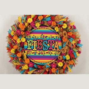 8" Round Metal Sign: Glitter Fiesta