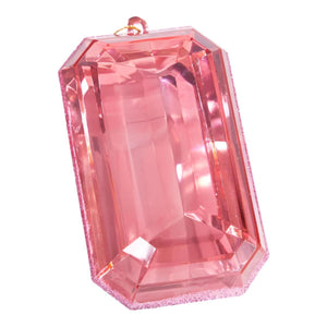 9" Acrylic Emerald Cut Precious Gem Ornament: Pink