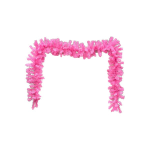 9' PVC Pine Garland: Pink Unlit