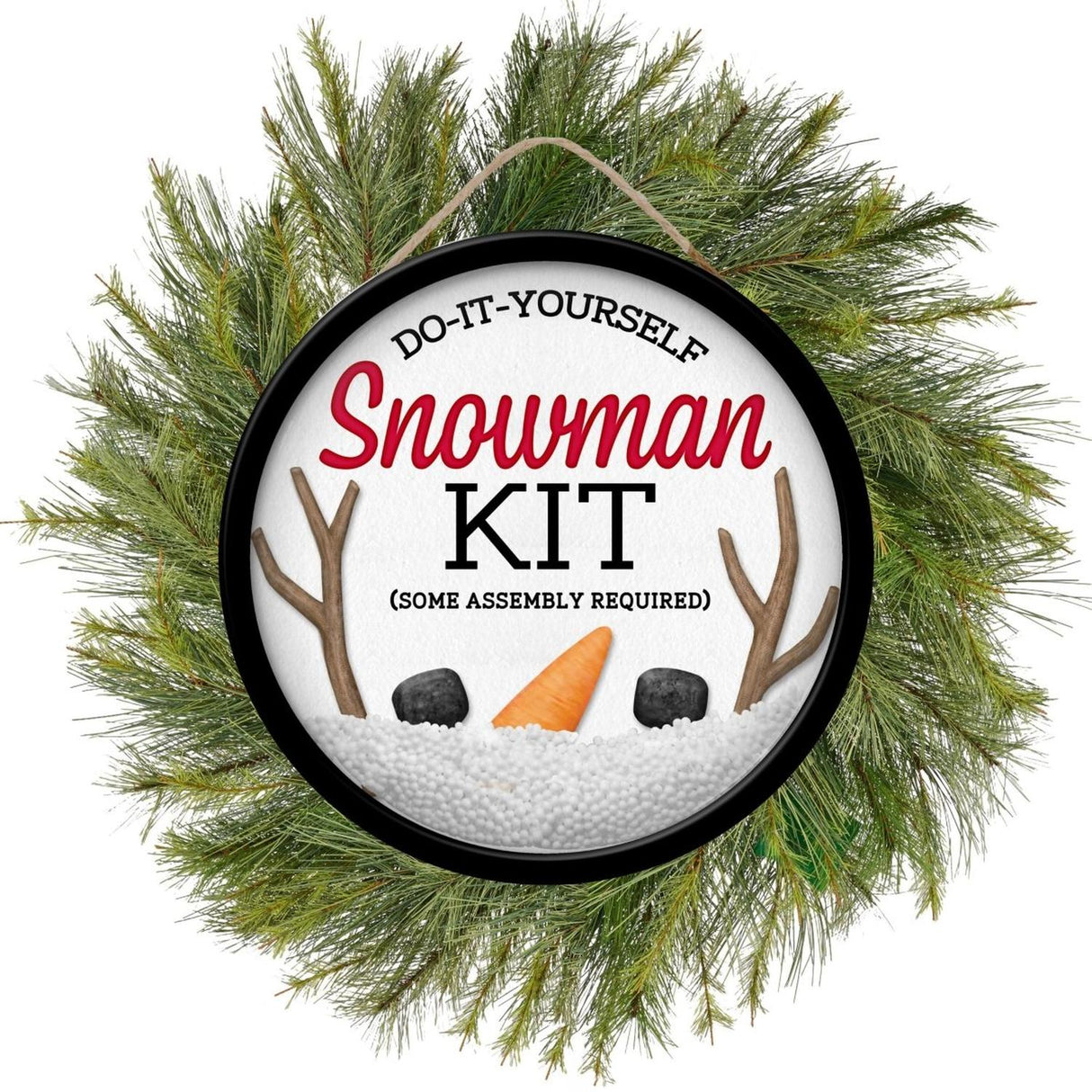 9" Wooden Round Sign: DIY Snowman Kit Globe