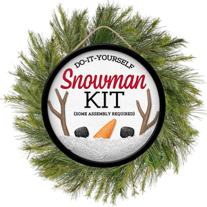 9" Wooden Round Sign: DIY Snowman Kit Globe