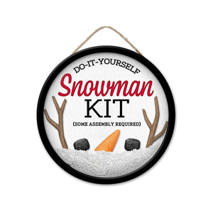 9" Wooden Round Sign: DIY Snowman Kit Globe