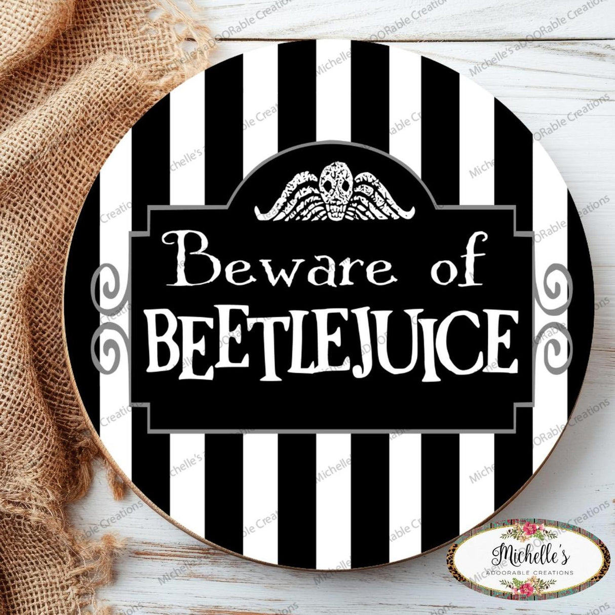 Beware of Beetle Juice Halloween Sign