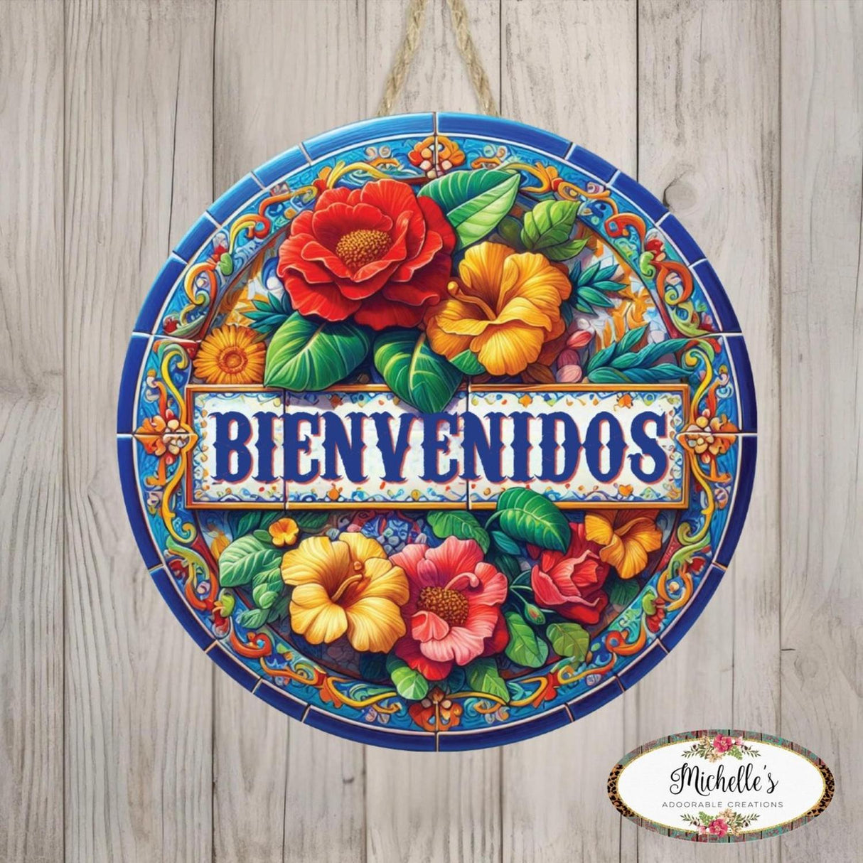 Bienvenidos Floral Waterproof Sign