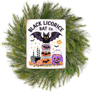 Black Licorice Bat Co Halloween Sign