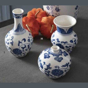 Blue & White Chinoiserie Mini Bud Vases (Set of 3)