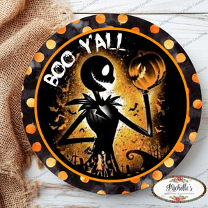 Boo Yall Skeleton Halloween Sign