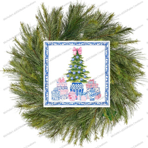 Chinoiserie Topiary Christmas Tree Sign