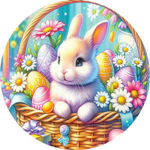 Easter Basket Bunny Eggs Daisy Sign