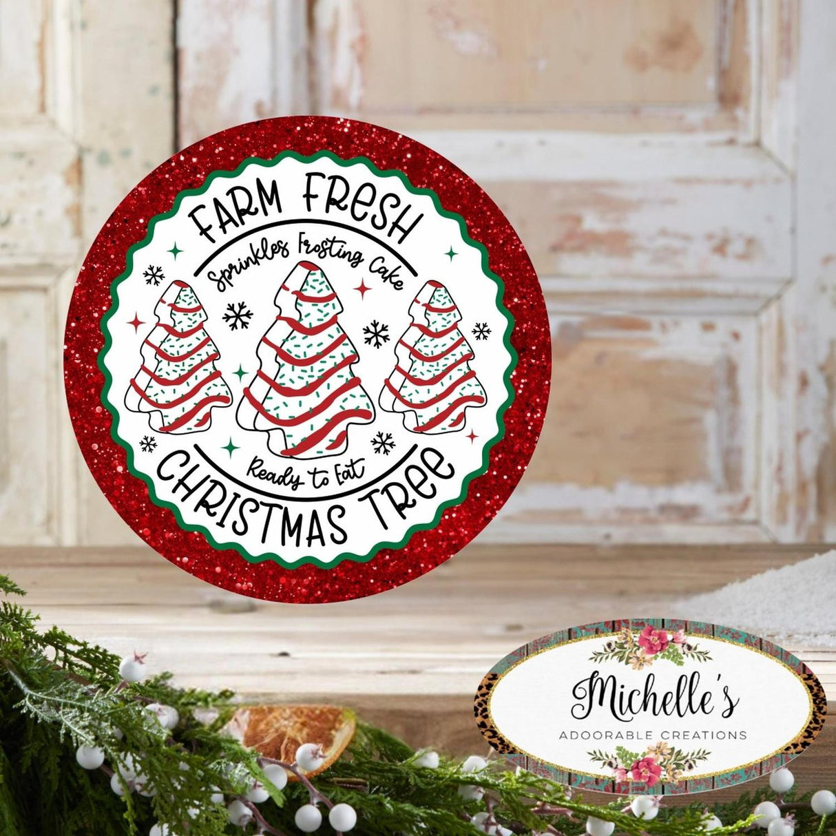Farm Fresh Christmas Tree Glitter Sign