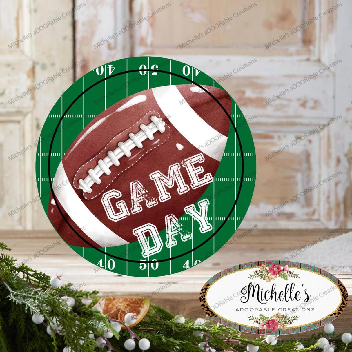 Game Day Football Round Sign