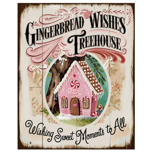 Gingerbread Wishes Treehouse Christmas Sign