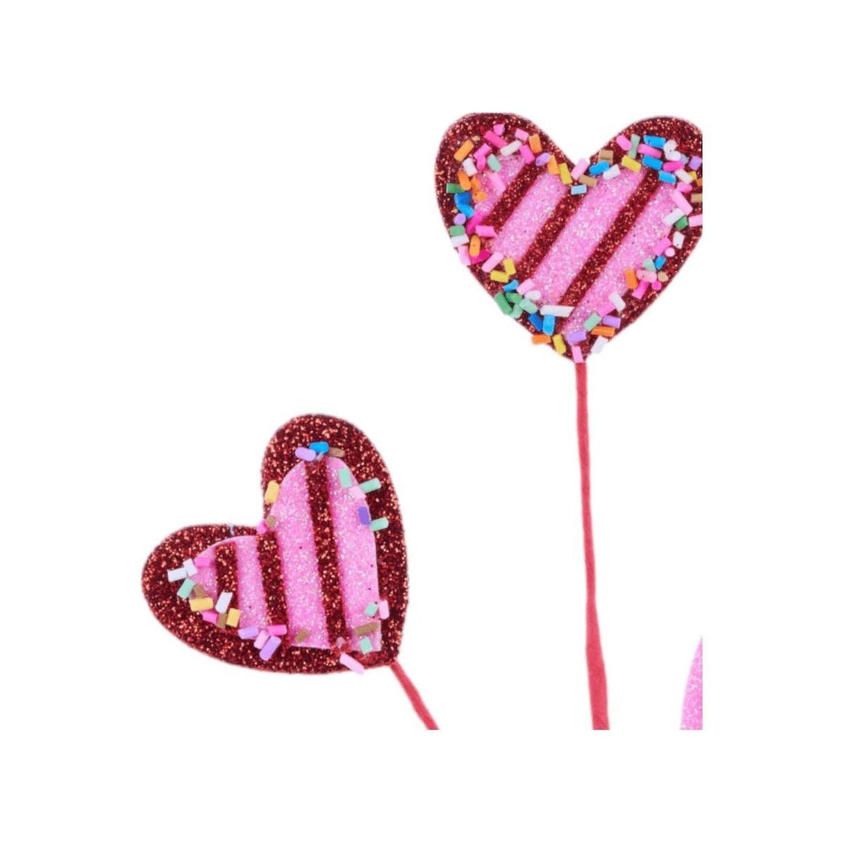 Glitter Heart w/Sprinkles Pick: Red/Pink
