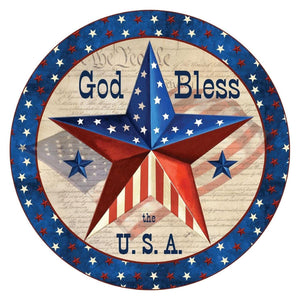 God Bless The USA Round Sign