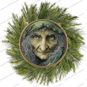 Halloween Green Witch Face Metal Sign
