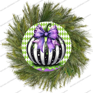 Halloween Zombie Black White Pumpkin Sign