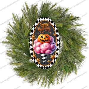 Happy Halloween Ice Cream Cone Oval Sign