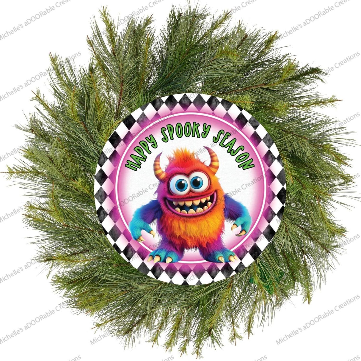 Happy Spooky Season Orange Monster Sign