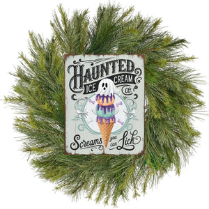 Haunted Ice Cream Halloween Sign