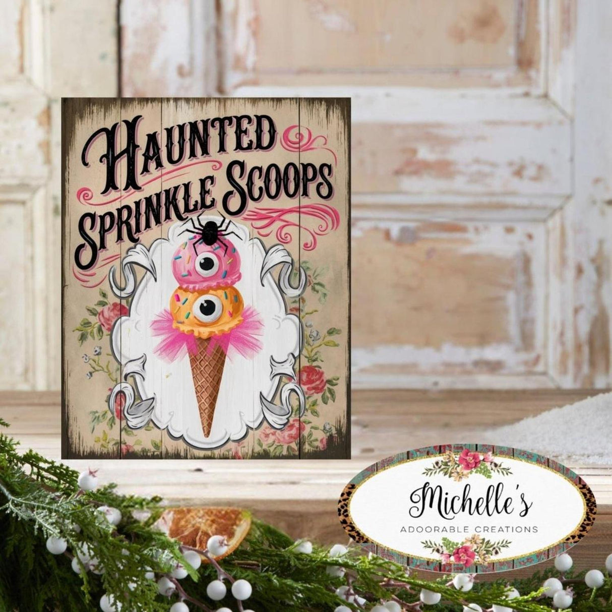 Haunted Sprinkle Scoops Halloween Sign